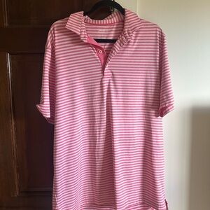 johnnie-O Pink and White Striped Polo